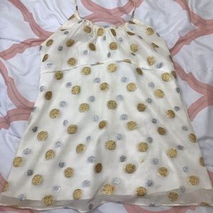 White and gold polkadot halter top